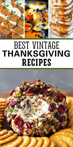 the best vintage thanksgiving recipes with images of cookies, crackers and other holiday treats