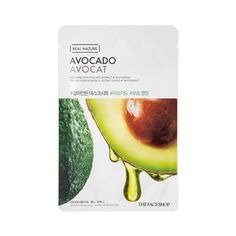 The Face Shop Real Nature Avocado Face Mask | Avon Mask Sheets, Avocado Face Mask, Wrinkle Free Skin, Natural Mask, Real Nature, Facial Sheet Mask, Mask Sheet, The Face Shop, Flaky Skin