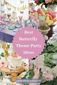 Butterfly Theme 2nd Birthday, Butterfly Party Ideas Decorations, Butterfly Garden Birthday Theme, Butterfly Tea Party Ideas, Flowers And Butterflies Decorations, Butterfly Birthday Party At Park, Butterfly Birthday Brunch, Butterfly Themed 21st Birthday Party