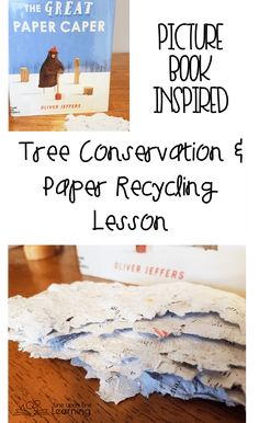 a book with the title tree conservation and paper recycling lesson on it