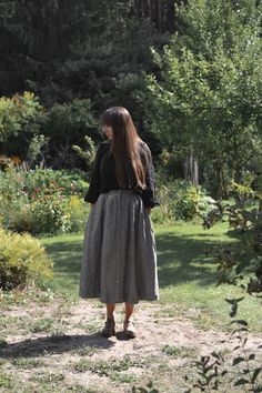 Easily matched, this buttoned mid-calf linen skirt is a must in your wardrobe. * Made of 100% OEKO-TEX certified washed and soft medium weight linen (160g) * Midi length * Fitted waist * Two inseam pockets * Front coconut button closure * French seams * Color in the picture: Pastel pink Discover more of La Petite Alice's organic linen clothes and accessories here: https://www.etsy.com/shop/Lapetitealice Flowy Plaid Skirt, Plaid Flared Relaxed Fit Skirt, Plaid Tiered Lined Skirt, Plaid Flared Skirt, Plaid Flared Skirt With Relaxed Fit, Cottagecore Gathered Flowy Skirt, Cottagecore Flowy Gathered Skirt, Cottagecore Lined Skirt Bottoms, Cottagecore Lined Skirt