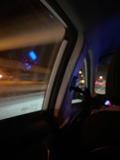 the view from inside a car at night