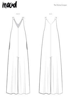 the front and back views of an unlined jumpsuit