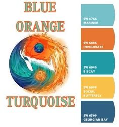 an orange and blue color scheme with the words'blue orange'in different colors