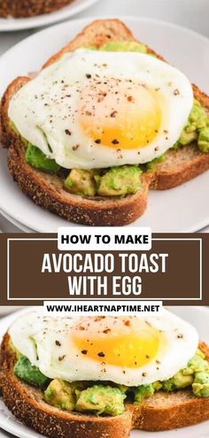 avocado toast with an egg on it and the title overlay reads how to make avocado toast with egg