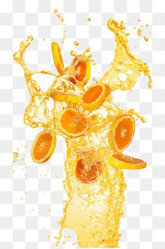 an orange juice splashing into the water, hd png and psd with transparent background