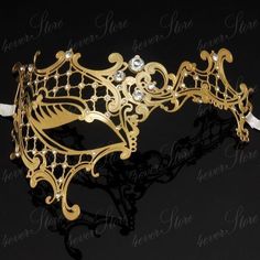 Phantom Filigree Metal Laser-Cut Venetian Masquerade Mask M7131 [Gold] Face Laser, Masquerade Ball Mask, Venetian Masquerade Masks, Metal Mask, Venetian Masquerade, Venetian Masks, Laser Cut Metal, Half Face, Masks Masquerade