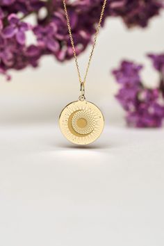 The Moon and Sun Necklace is a beautiful gift that brings good luck and happiness. ● 14K SOLID GOLD ● FREE BACK SIDE PERSONALIZATION ● FREE SHIPPING  ● Inner diameter of the jump ring is 4mm ● Pendant thickness is 0.5mm 🇺🇸 All items are HANDMADE IN USA 🇺🇸 All materials are sourced from USA ● Chain Length Options    - Without Chain    - 40 cm / 16 inches    - 45 cm / 18 inches    - 50 cm / 20 inches ● Pendant Size Options    - 13  mm  / 0.51 Inches diameter     - 14  mm  / 0.55 Inches diamete Luxury Crescent Necklace With Sun And Moon Design, Sun And Moon Necklace Magnet, Luxury Moon-shaped Engraved Jewelry, Luxury Silver Necklace With Sun And Moon Design, Luxury Moon Charm Necklaces For Anniversary, Luxury Moon Charm Necklace For Gift, Luxury Moon Charm Jewelry As Gift, Gold Sun Pendant Necklace, Luxury Moon Charm Necklace As Gift