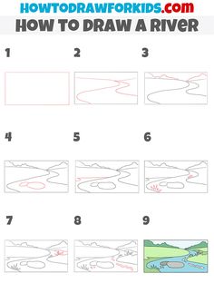 how to draw a river step by step instructions for kids and beginners with pictures