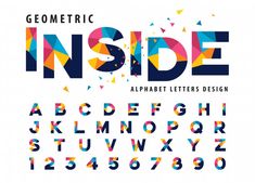 an alphabet with geometric shapes and letters inside