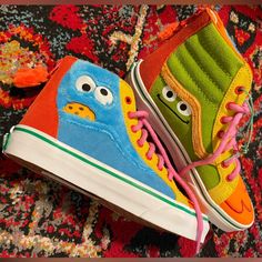 New Without Tags Pair Of Vans X Sesame Street Sk8 Hi Shoes. Features Adorable Fuzzy Details And A Zip Up Back For Easy On And Off. Size 3 In Kids. Silly Clothes, Vans Kids, Sk8 Hi, Sesame Street, Vans Shoes, Blue Orange, Kids Shoes, Zip Ups, Kids Shop