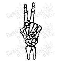 a black and white drawing of a hand with two fingers in the shape of a peace sign