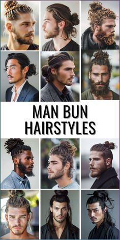 Elevate your look with man bun hairstyles that blend long and short elements for a unique appearance. Ideal for curly and straight hair, these buns can be styled messy or sleek, fitting any mood or occasion. Whether you're aiming for an undercut with beard look or a classic top knot, these buns are perfect for black men and asian hair types. Use these styles as a drawing reference for characters like Eren Yeager. Men Updo Hairstyles, Mens Long Undercut, Hair Styles For Long Hair Men, Long Hair Men Haircut, Men’s Long Hair, Hairstyles With Undercut, Messy Man Bun, Long Hairstyle For Men, Men's Long Hairstyles Straight