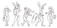 an image of rabbits in different poses with surfboards on their back and arms,