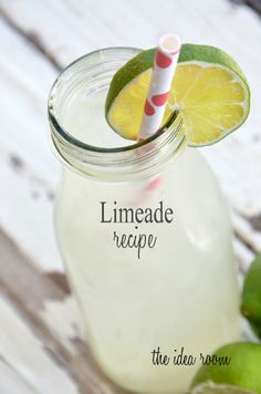 limeade recipe in a mason jar with a straw