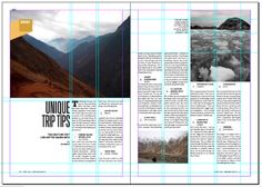 an open magazine with mountains and clouds in the background, as well as text that reads unique tips