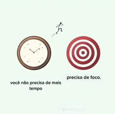 an image of a clock and target with the caption'voce no precia de mais precia de foco '