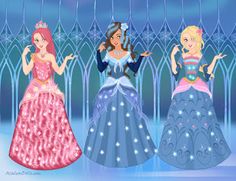 the three princesses are dressed up in their dresses