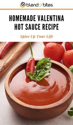 homemade valentine's hot sauce recipe in a wooden bowl