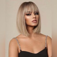 Length-14” Net Weight: 150 G, Length:35 Cm, Crown:58.5 Cm Blond Ombre, Blonde Bob Wig, Hair Makeover, Wig With Bangs, Brown Wig, Hair Replacement, Short Bob Wigs, Blonde Bobs, Bob Wig