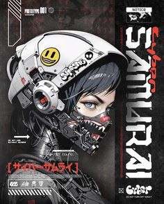 an advertisement for a motorcycle helmet with a woman's face painted on it