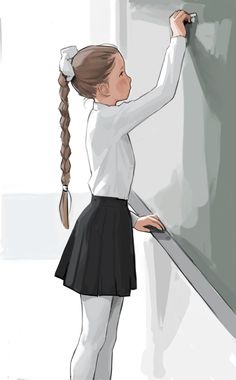 Illustration Girl, Girls Illustration, Braided Ponytail, Light Brown Hair, Manga Illustration, Fantasy World, Art Inspo, Hair Bows, Beautiful Art