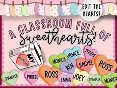 a classroom full of sweethearts valentine's day card with hearts and bunting