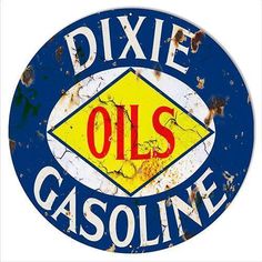 Aged Dixie Gasoline and Oils Metal Sign Old Garage, Old Gas Stations, Garage Signs, Gas Stations, Man Cave Garage, A Barn, Nanotechnology