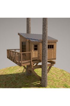 the tree house is built on top of some trees