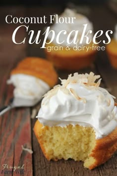 coconut flour cupcakes with whipped cream on top