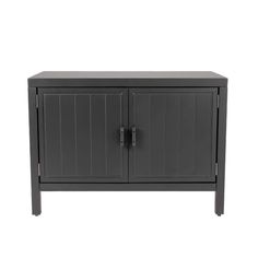 a black cabinet with two doors on it