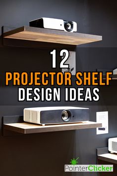 12 projector shelf design ideas for your home theater, home entertainment center Projector In Family Room, Movie Theater Shelf Decor, Projector Cover Ideas, How To Hide Projector, Projector Shelf Ideas Bedroom, Projector Game Room, Projector Home Theater, Movie Nook Spaces, Projector Mount Ideas Bedroom