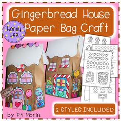 Gingerbread House Paper Bag, Gingerbread Crafts For Kids, Gingerbread House Paper, Cute Gingerbread House, Gingerbread Unit, Decorated Trees