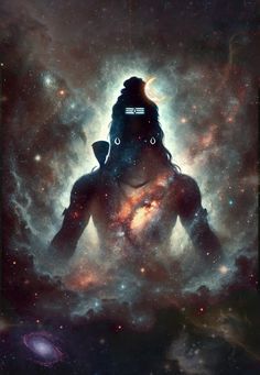 an image of a man in space surrounded by stars