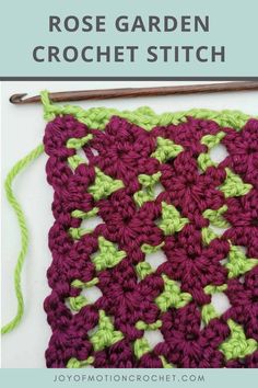 a crocheted square with the words rose garden crochet stitch on it