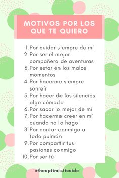 a poster with the words motivs por los que quiero written in spanish