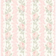 Shop AST4105 LoveShackFancy Blooming Heirloom Marie Pink Rose Stripe Pink A-Street Prints Wallpaper Pink Floral Wallpaper, Pastel Bows, A Street Prints, Heirloom Roses, Wallpaper For Sale, Rose Vines, Stripe Wallpaper, Heirloom Quilt, W Wallpaper