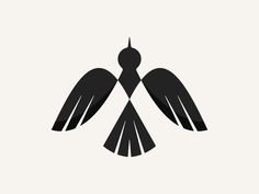 an abstract black and white logo with wings