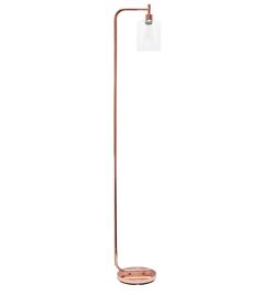 a floor lamp with a glass block on the top and a metal pole at the bottom