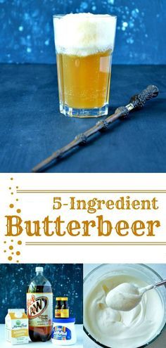 an image of a beer with the title 5 ingredient butterbeeer on top and below