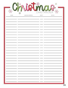 a christmas card tracker is shown with the words'christmas'in red and green