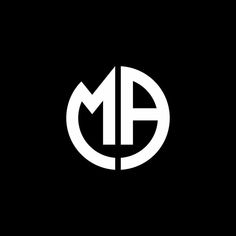 the letter m in a circle on a black background