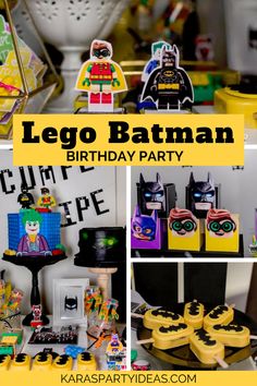 lego batman birthday party with yellow and black decorations