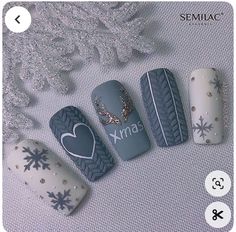 Christmas Nail Art Easy, Winter Nails Acrylic, Christmas Gel Nails, Christmas Nails Easy, Sweater Nails, Nail Swag, Winter Nail Art, Winter Nail, Festival Nails