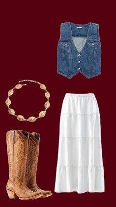 #fall #skirt #longskirt #denim #western #cute #boots Country Concert Outfit Long Skirt, Jean Skirt With Cowgirl Boots, Skirt And Cowboy Boots Outfit, Fall Skirt, Long Skirt Outfits, Rodeo Outfits, Western Outfits Women, Country Concert Outfit