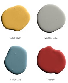 four different shades of paint on a white background, each with the same color scheme