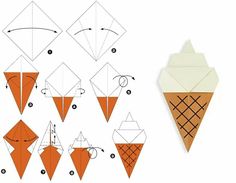 how to make an origami ice cream cone step by step instructions for kids