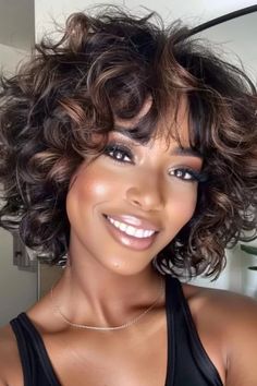 VoluminousCurlyBob12 Hairstyles For Oval Faces, A Wolf Cut, Wolf Cut Hairstyles, Medium Hair Hairstyles, Over 40 Hairstyles, Wolf Cuts, Short Haircuts With Bangs, Side Bangs Hairstyles