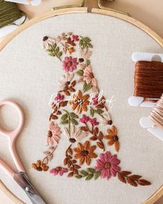 the embroidery is being worked on with scissors