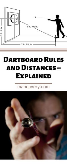 a man holding a pair of scissors in front of his face with the words dartboard rules and distances expanded